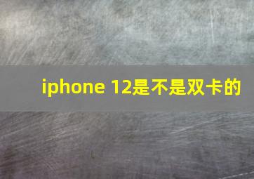 iphone 12是不是双卡的